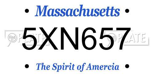 5XN657 Massachusetts License Plate