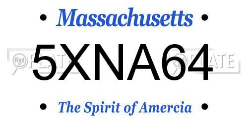 5XNA64 Massachusetts License Plate