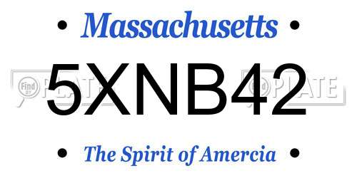 5XNB42 Massachusetts License Plate