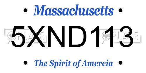 5XND113 Massachusetts License Plate