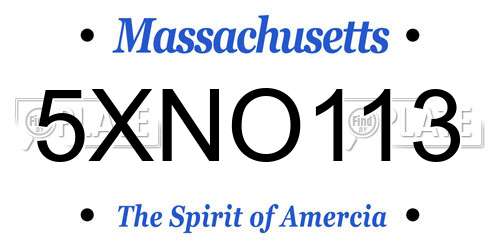 5XNO113 Massachusetts License Plate