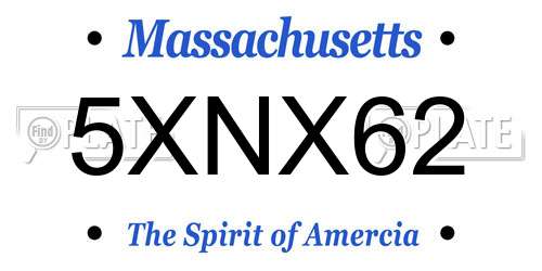 5XNX62 Massachusetts License Plate