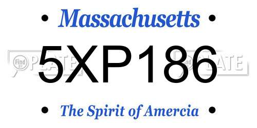 5XP186 Massachusetts License Plate