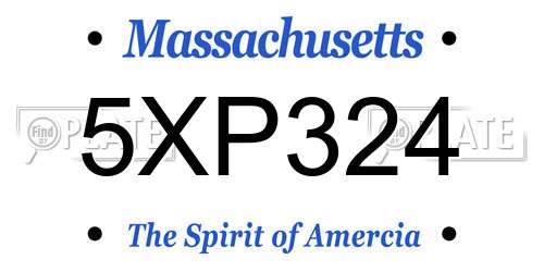 5XP324 Massachusetts License Plate