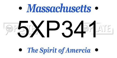 5XP341 Massachusetts License Plate