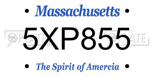 5XP855 Massachusetts License Plate