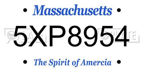 5XP8954 Massachusetts License Plate