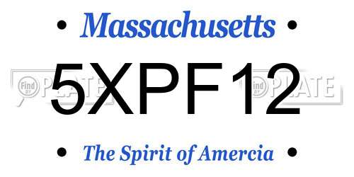 5XPF12 Massachusetts License Plate