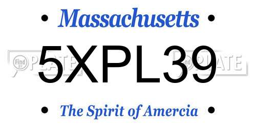 5XPL39 Massachusetts License Plate