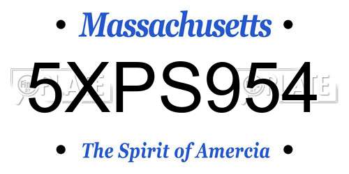 5XPS954 Massachusetts License Plate