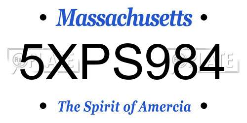 5XPS984 Massachusetts License Plate