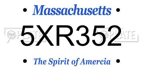 5XR352 Massachusetts License Plate