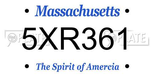 5XR361 Massachusetts License Plate