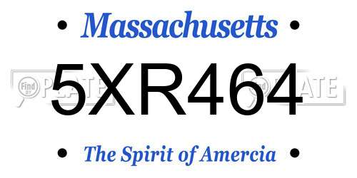 5XR464 Massachusetts License Plate