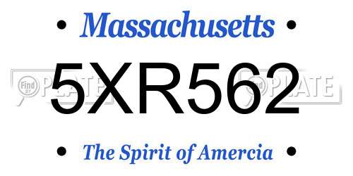 5XR562 Massachusetts License Plate