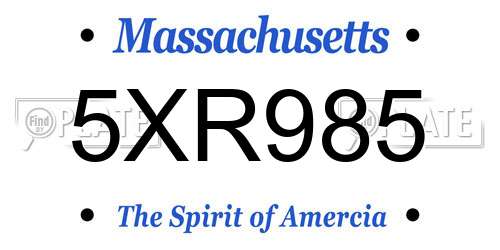 5XR985 Massachusetts License Plate
