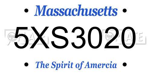 5XS3020 Massachusetts License Plate