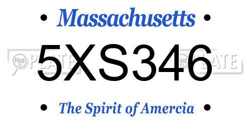5XS346 Massachusetts License Plate