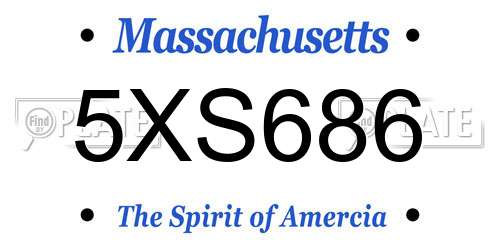 5XS686 Massachusetts License Plate