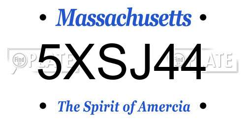 5XSJ44 Massachusetts License Plate