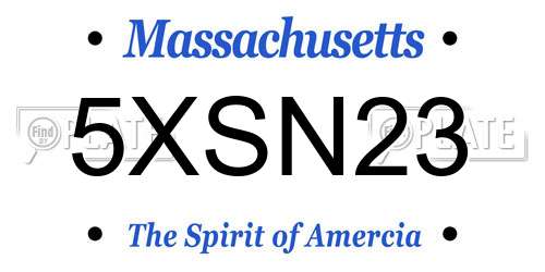 5XSN23 Massachusetts License Plate