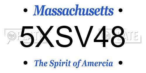 5XSV48 Massachusetts License Plate