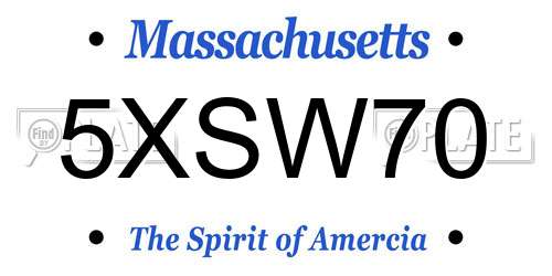 5XSW70 Massachusetts License Plate