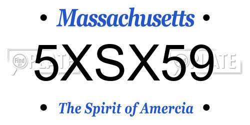 5XSX59 Massachusetts License Plate