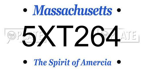 5XT264 Massachusetts License Plate