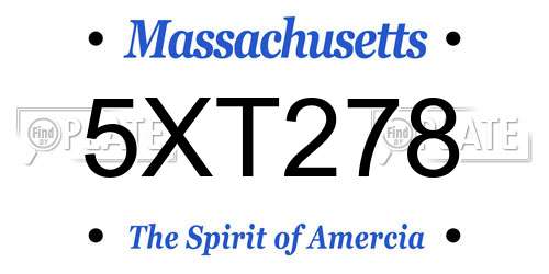 5XT278 Massachusetts License Plate