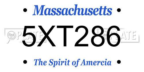 5XT286 Massachusetts License Plate