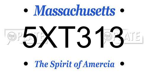5XT313 Massachusetts License Plate