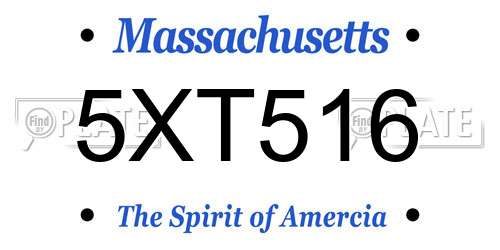 5XT516 Massachusetts License Plate