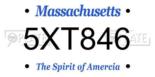 5XT846 Massachusetts License Plate