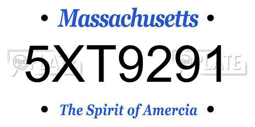 5XT9291 Massachusetts License Plate