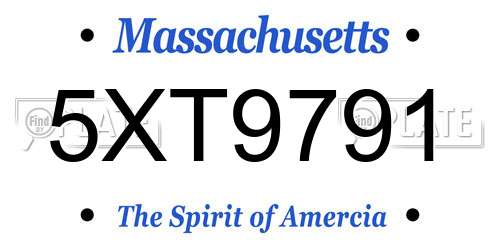 5XT9791 Massachusetts License Plate