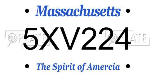 5XV224 Massachusetts License Plate
