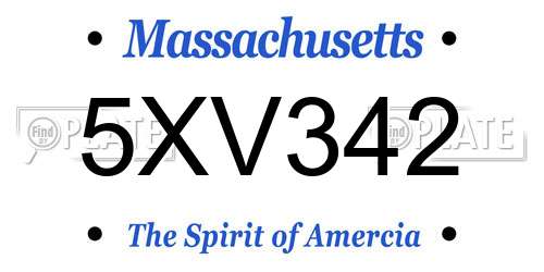5XV342 Massachusetts License Plate