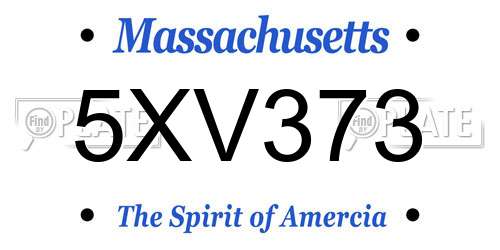 5XV373 Massachusetts License Plate