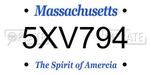 5XV794 Massachusetts License Plate