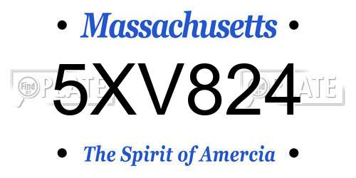 5XV824 Massachusetts License Plate
