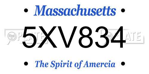 5XV834 Massachusetts License Plate