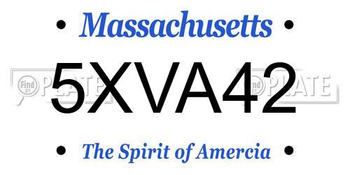 5XVA42 Massachusetts License Plate