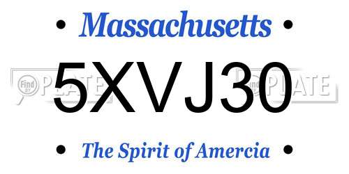 5XVJ30 Massachusetts License Plate