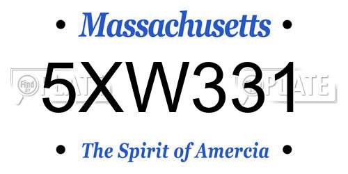 5XW331 Massachusetts License Plate