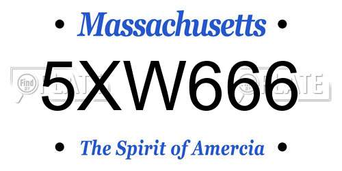 5XW666 Massachusetts License Plate