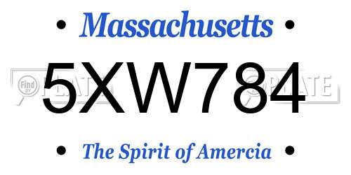 5XW784 Massachusetts License Plate