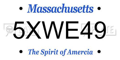 5XWE49 Massachusetts License Plate