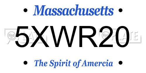 5XWR20 Massachusetts License Plate