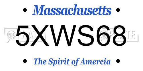 5XWS68 Massachusetts License Plate
